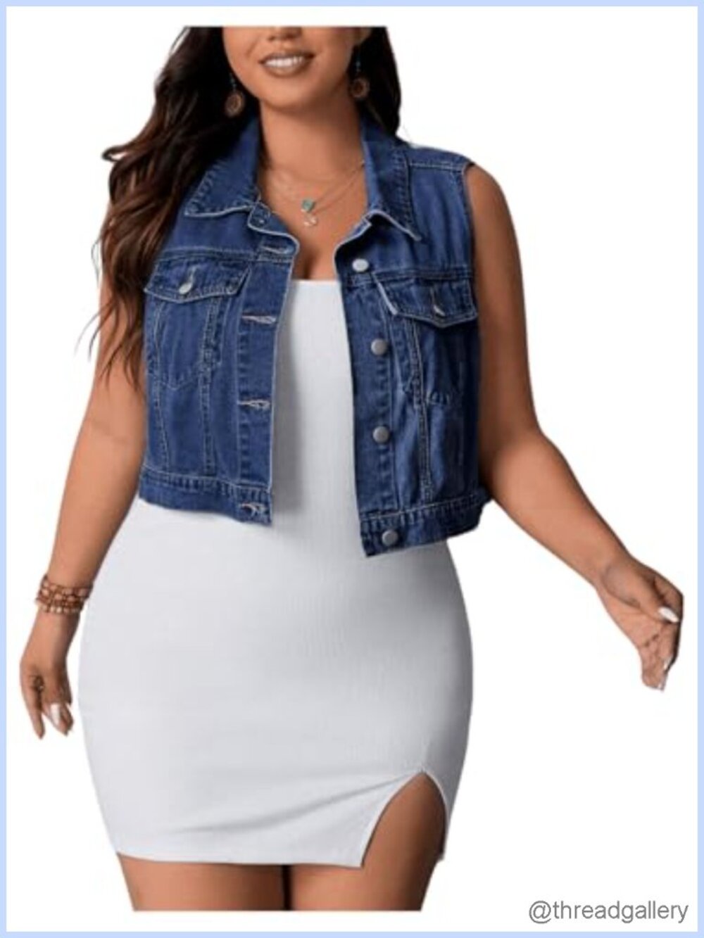 Plus Size Sleeveless Denim Vest Crop Jacket Cowgirl Outfits